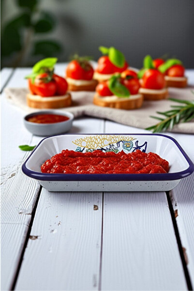 İnci Emaye No. 22 Enameled Square Plate Appetizer Breakfast Camping Picnic