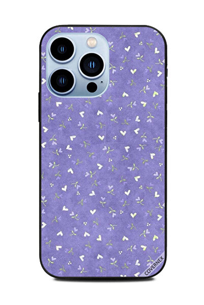 Covernex غطاء حماية لهاتف Apple iPhone 13 Pro قلوب بيضاء وزهور زرقاء