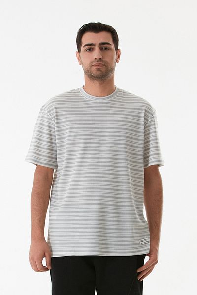 Fulla Moda Μπλουζάκι με ριγέ Jacquard Crew Neck