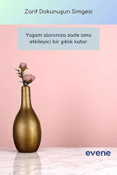 Evene Vazo Küçük Vazo Masa Üstü Vazo Ev Dekorasyon Vazo Altın Eskitme Renk Model 72