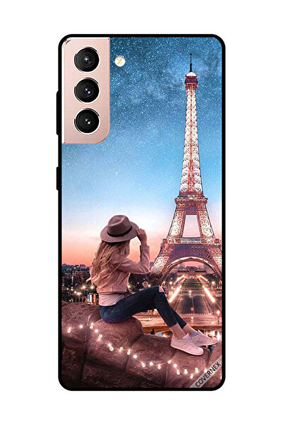 Covernex غطاء حماية لهاتف سامسونج جالاكسي S21 بلس، فتاة قبعة بنية وبرج إيفيل