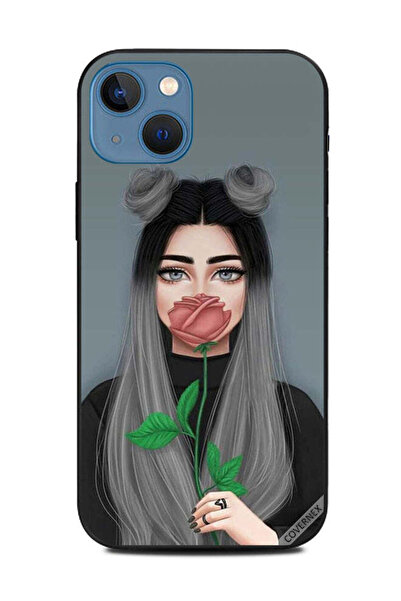 Covernex غطاء حماية لهاتف Apple iPhone 13 بتصميم فتاة لطيفة تخفي فمها على شكل...