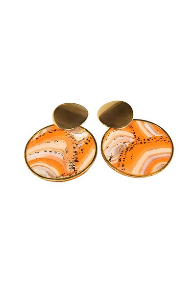NARRU NARRU earrings handmade, round, orange, peach, white, gold, Asha 7