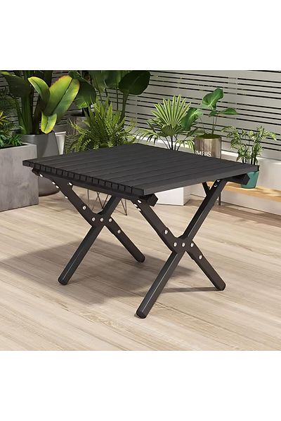 Taimi Foldable Wooden Picnic Table with Carry Bag for Indoor/Travel, Black - Size 60L*54W*38H cm