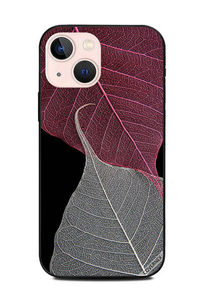 Covernex غطاء حماية لهاتف أبل آيفون 13 ميني عالي الوضوح، أوراق رمادية وحمراء