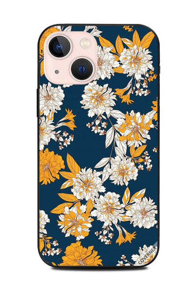 Covernex غطاء حماية لهاتف Apple iPhone 13 Mini بنقشة زهور وأوراق صفراء وبيضاء