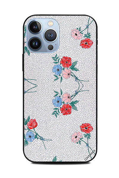 Covernex غطاء حماية لهاتف Apple iPhone 13 Pro Max وردي أحمر أزرق زهور على نقاط