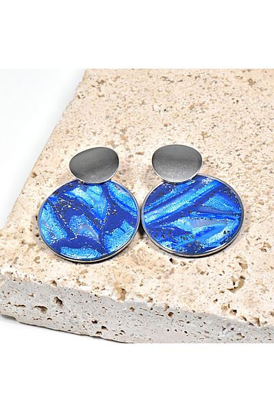 NARRU NARRU handmade earrings, round, blue, light blue and silver, Asha 5