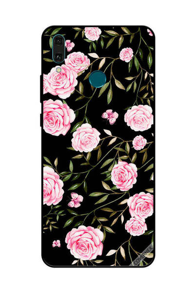 Covernex غطاء حماية لهاتف هواوي Y9 2019 - ورود وردية في باقات من الأوراق الصغيرة