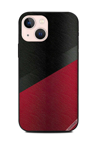 Covernex غطاء حماية لهاتف Apple iPhone 13 Mini بنمط جلدي أسود وأحمر