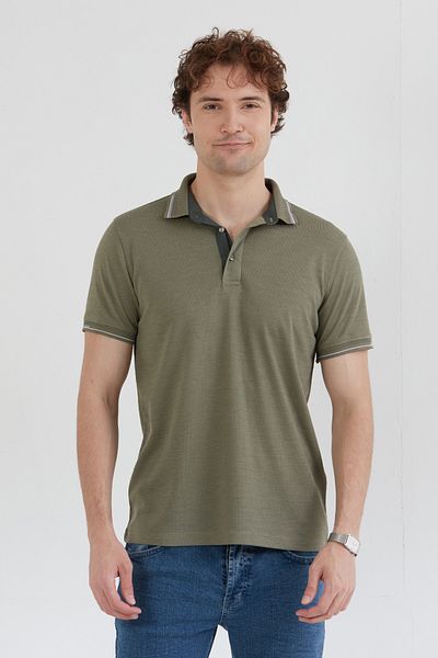 Fulla Moda Βασικό μπλουζάκι με μισό κουμπί Polo Neck Slim Fit