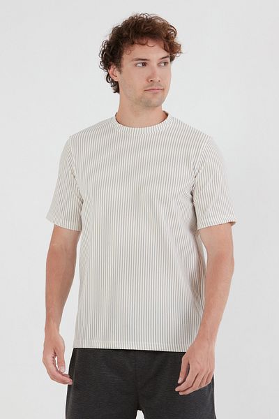 Fulla Moda Μπλουζάκι με ριγέ Jacquard Crew Neck
