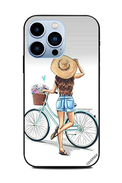 Covernex غطاء حماية لهاتف Apple iPhone 13 Pro - فتاة أنيقة مع دراجة