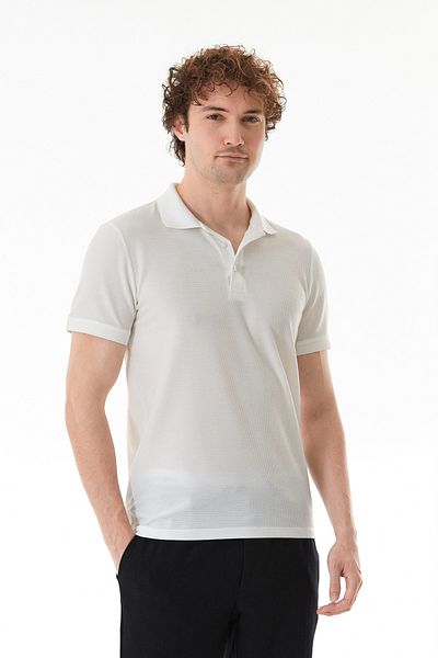Fulla Moda Μπλουζάκι με γιακά πόλο με λεπτή εφαρμογή από ύφασμα βάφλα
