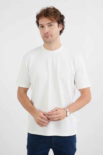 Fulla Moda Βασικό μπλουζάκι Jacquard Crew Neck