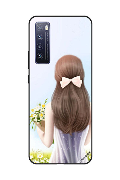 Covernex غطاء حماية لهاتف هواوي نوفا 7 - فتاة جميلة تحمل الزهور