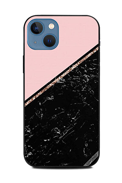 Covernex غطاء حماية لهاتف أبل آيفون 13 - أسود رخامي وشريط ذهبي