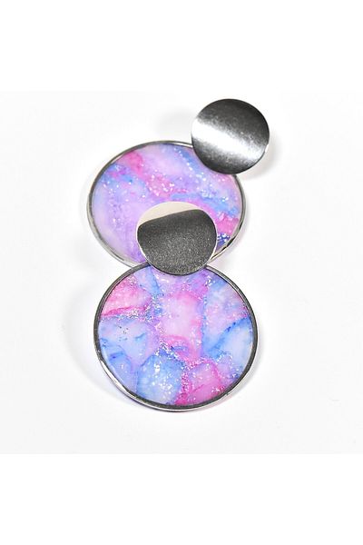 NARRU NARRU earrings handmade, round, blue, pink, translucent, Asha 42