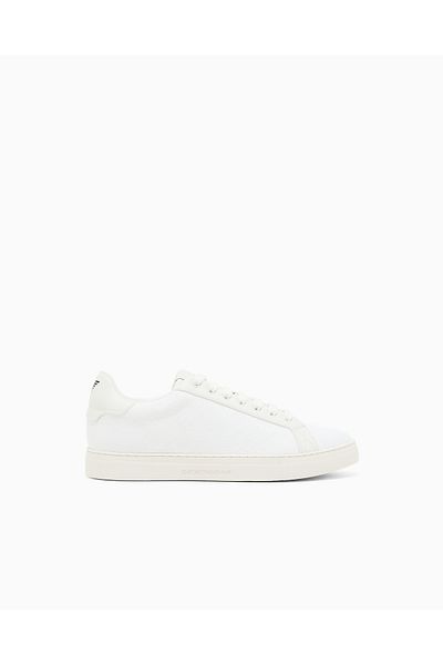 Emporio Armani Men's Laced Medium Thick Sole Leather White Sneaker Em003843 Af20003-M0107