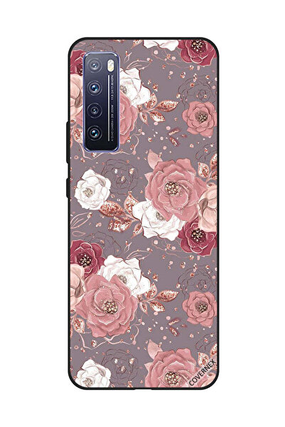 Covernex غطاء حماية لهاتف هواوي نوفا 7 - لون الشوكولاتة، بنمط زهور