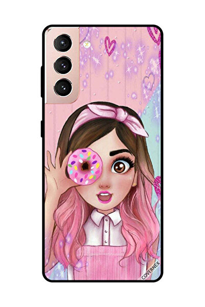 Covernex غطاء حماية لهاتف سامسونج جالاكسي S21 فتاة صغيرة لطيفة تحمل دونات