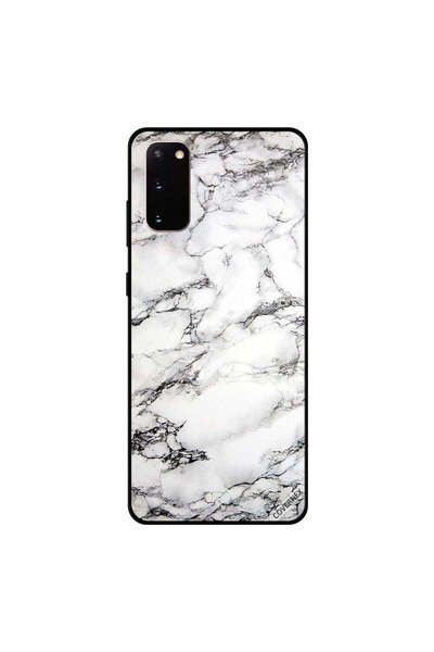Covernex Samsung Galaxy S20 Case Cover Black Cracks White Marble