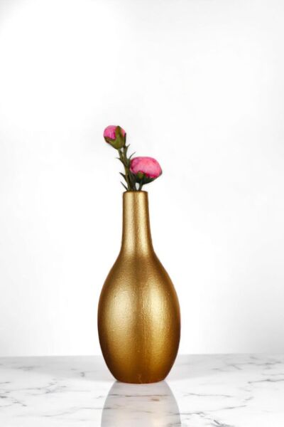 Evene Vazo Küçük Vazo Masa Üstü Vazo Ev Dekorasyon Vazo Altın Renk Model 72