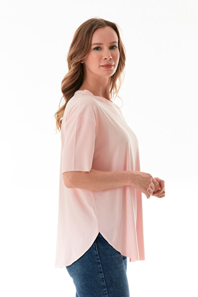 Fulla Moda Βασικό μπλουζάκι Modal με λαιμόκοψη με σχισμές στα πλαϊνά