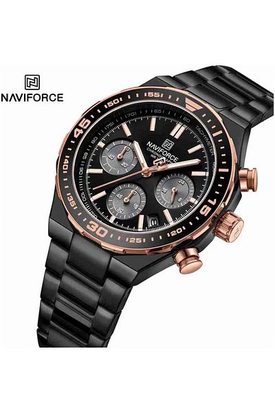 Naviforce Men's Luxury Chronograph Watch – 42mm Stainless Steel Strap, Multi-Function, Water Resistant