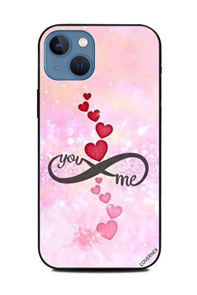 Covernex غطاء حماية لهاتف أبل آيفون 13 - قلوب حمراء ووردية - يو إنفينيتي مي