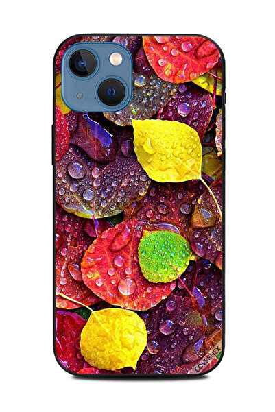 Covernex غطاء حماية لهاتف أبل آيفون 13 - قطرات ماء على أوراق ملونة