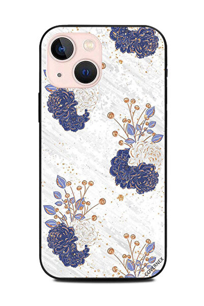 Covernex غطاء حماية لهاتف Apple iPhone 13 Mini بنقشة زهور باللونين الأبيض وال...