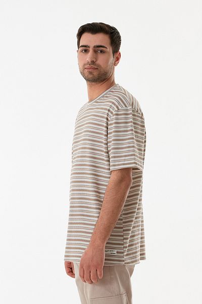 Fulla Moda Μπλουζάκι με ριγέ Jacquard Crew Neck