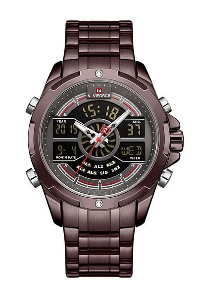 Naviforce Men's Multifunction Analog-Digital Sports Watch – 45mm Chronograph, Metal Strap, Waterproof