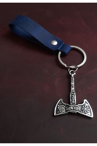 BSN Store Ax Valknut Figure Genuine Leather Keychain Gift Keychain