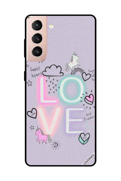 Covernex غطاء حماية لهاتف سامسونج جالاكسي S21 بلس - قلب حلو، حب، وحيد القرن