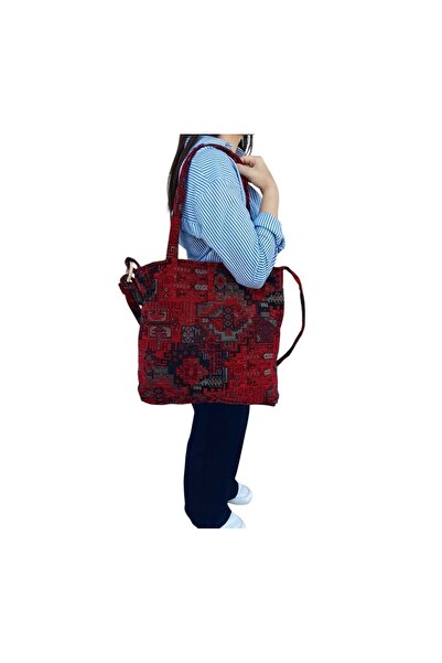 HHKARTS Red Ethnic Fabric Shoulder Bag