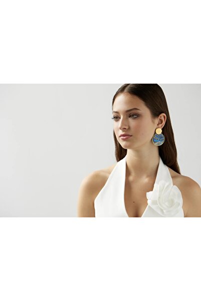 NARRU NARRU handmade earrings, round, turquoise, white and gold, Asha 29