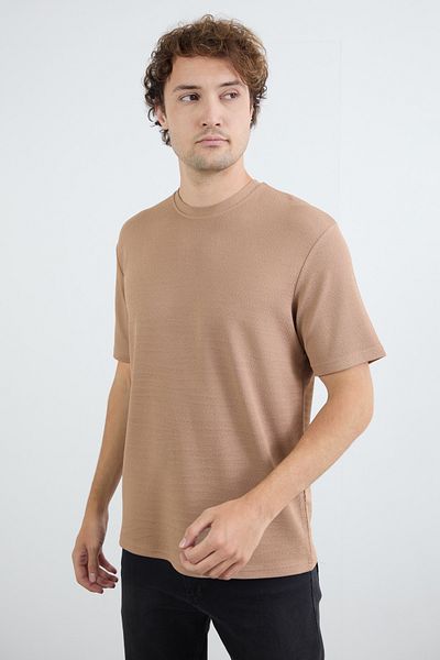 Fulla Moda Βασικό μπλουζάκι Jacquard Crew Neck