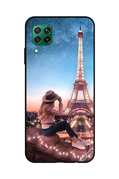 Covernex غطاء حماية لهاتف هواوي نوفا 7i / P40 لايت - فتاة قبعة بنية وبرج إيفيل
