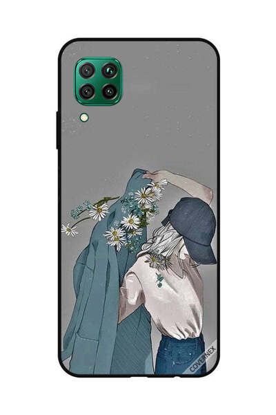 Covernex غطاء حماية لهاتف هواوي نوفا 7i / P40 لايت، فتاة ترتدي معطفًا مزهرًا