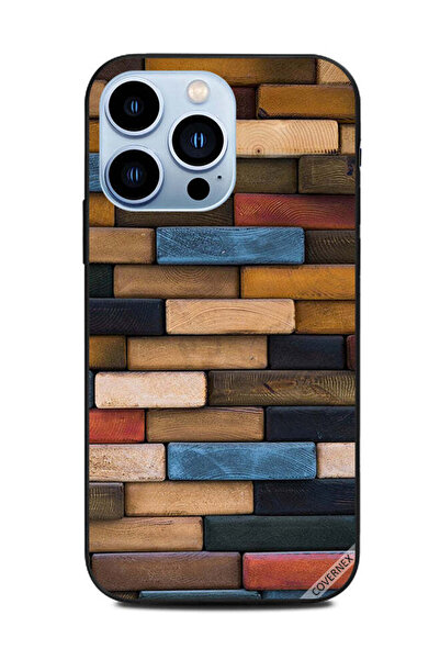 Covernex غطاء حماية لهاتف Apple iPhone 13 Pro جدار من كتل خشبية ملونة