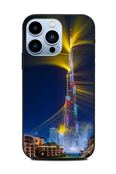 Covernex غطاء حماية لهاتف آيفون 13 برو من آبل، أعلام الدول الذهبية على برج خليفة