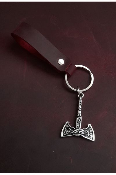 BSN Store Ax Valknut Figure Genuine Leather Keychain Gift Keychain