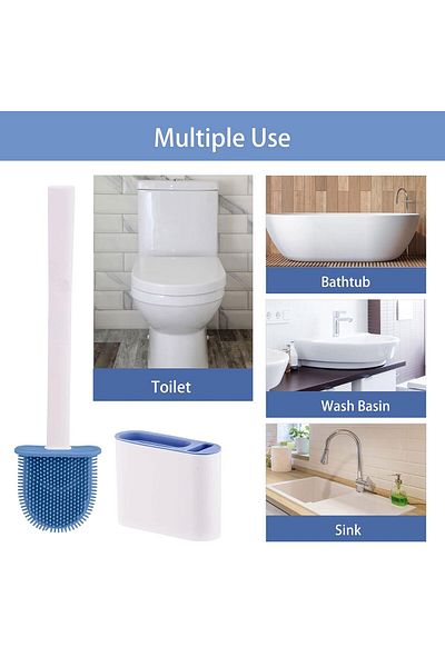 Pronett Toilet brush set with holder, 2 brushes, soft silicone bristles and rough bristles, self-adhesive mounting