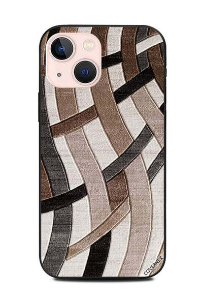 Covernex غطاء حماية لهاتف Apple iPhone 13 Mini بنمط خطوط منحنية باللونين البن...