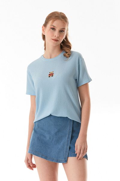 Fulla Moda Tricou oversize din țesătură brodată cu ursuleț de pluș