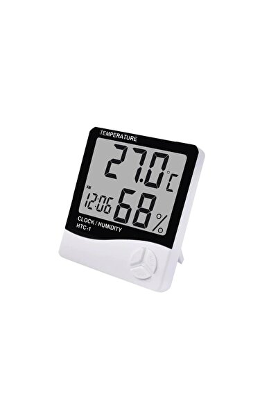 OEM Digital Thermometer Hygrometer with Clock, LCD Screen, White