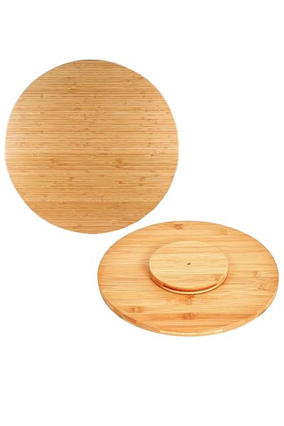 Binbirreyon Bamboo Rotating Serving Tray 35cm 360 Degree Natural Bamboo Ra256