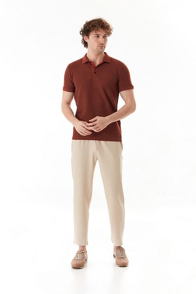 Fulla Moda Waffle Fabric Slim Fit Polo Neck T-Shirt